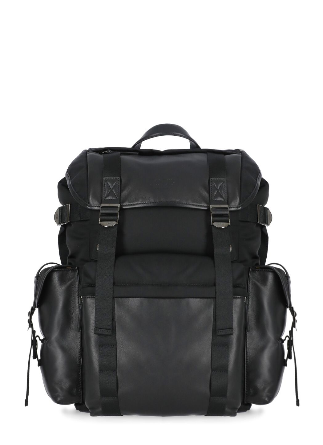 Leather and fabric backpack