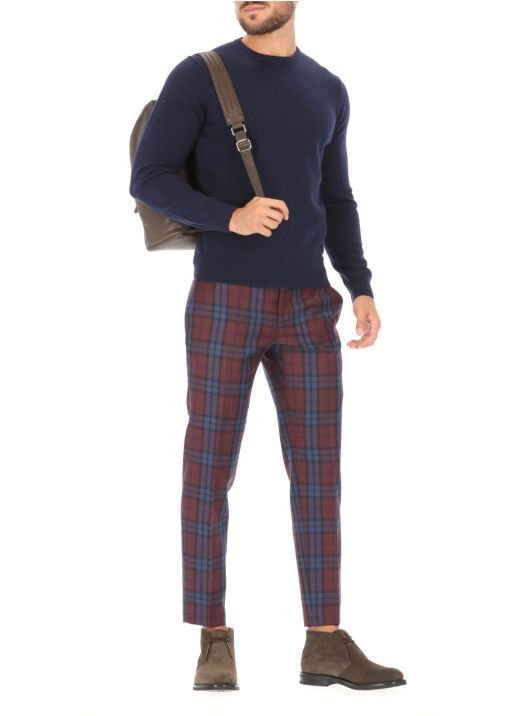 Wool checked trousers