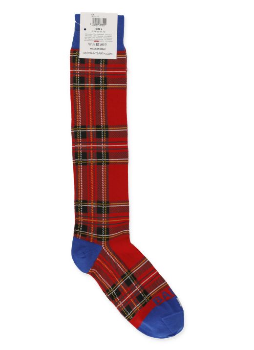 Socks with checked pattern