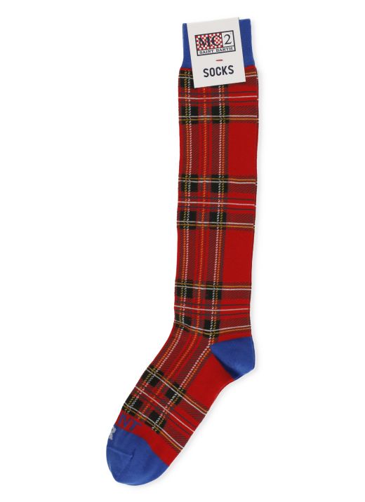 Socks with checked pattern