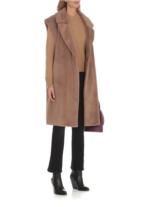 Eco-fur sleeveless coat