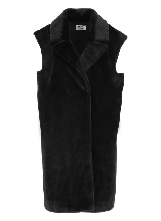 Eco-fur sleeveless coat