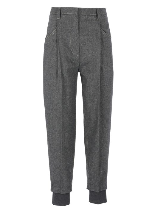 Techno wool flannel pleated trousers