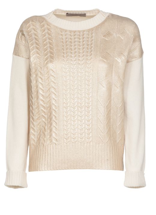 Wool cashmere and silk laminated sweater