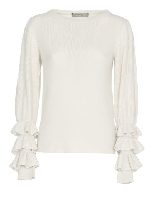 Wool silk and cashmere sweater
