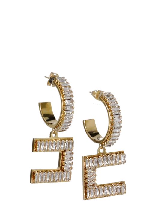 Earrings with logo and diamonds