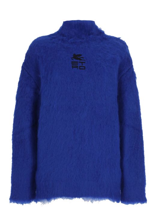 Mohair sweater with embroidered logo