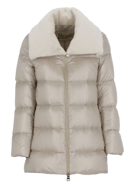Down jacket with eco fur collar