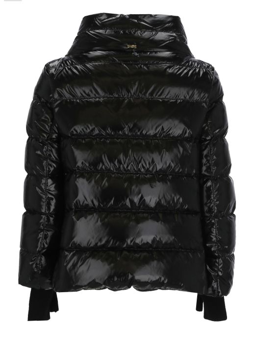 Down jacket with included gloves