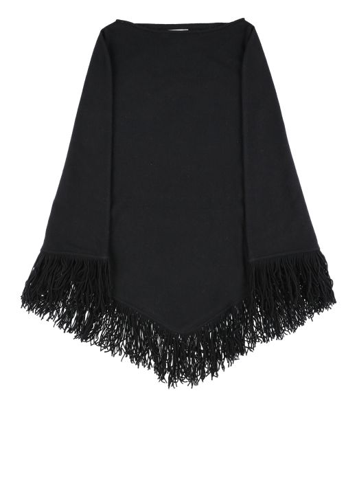 Wool silk and cashmere poncho