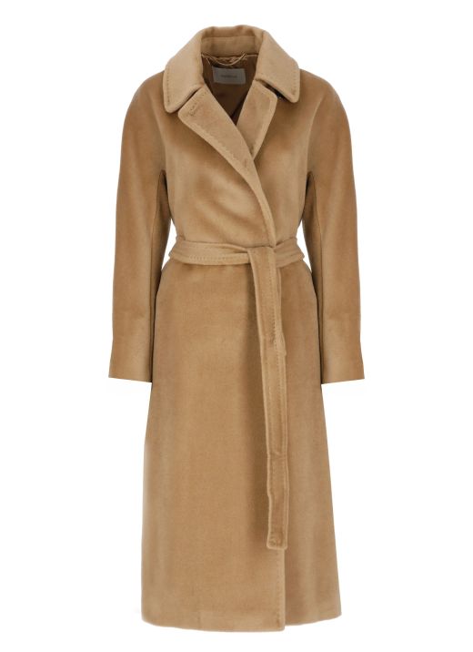 Wool double-breasted long coat