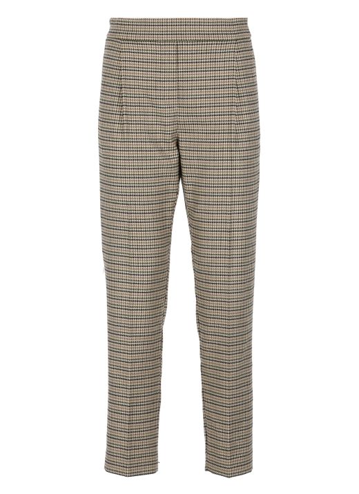 Trousers with pied de poule pattern