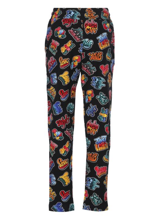 Truck pants with multicolor logos