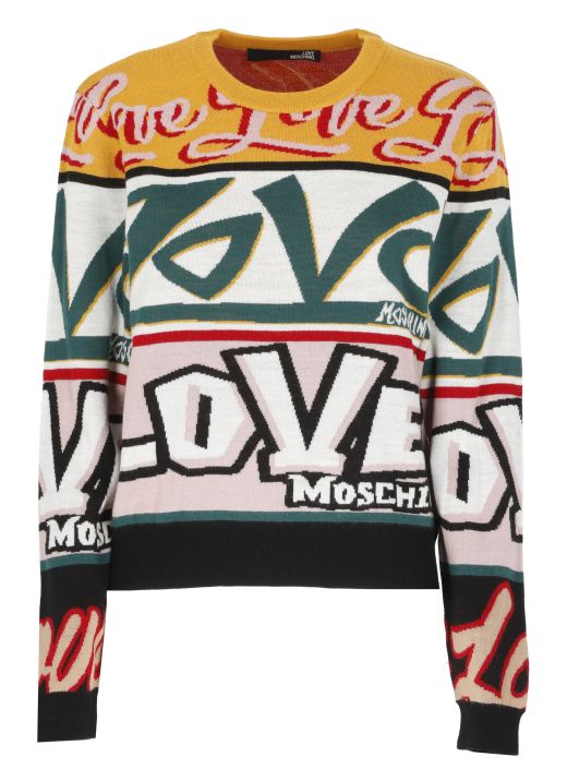 Sweater with multicolor logos