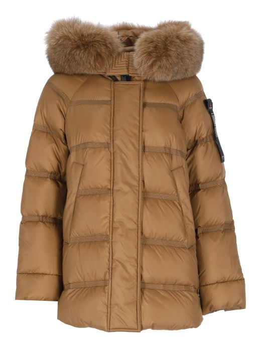 Down jacket with fox fur
