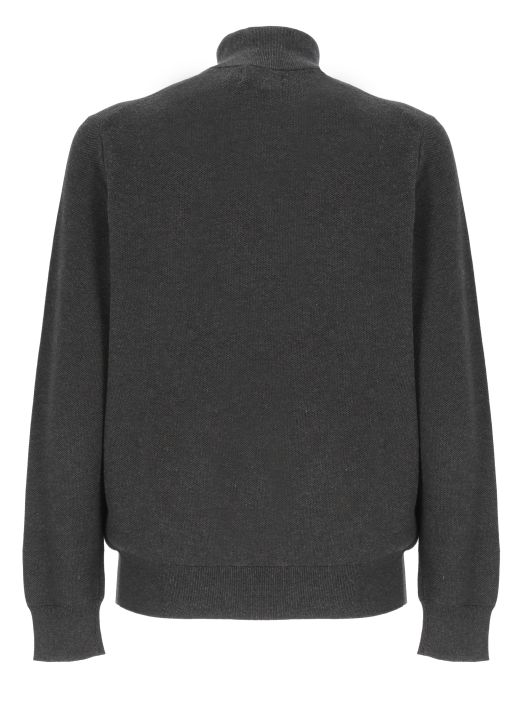 Cotton piquet sweater with zip