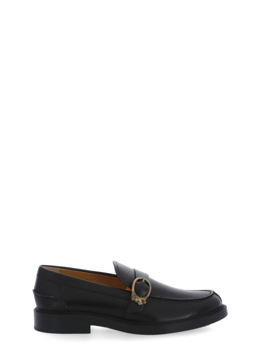 Leather loafers with buckle