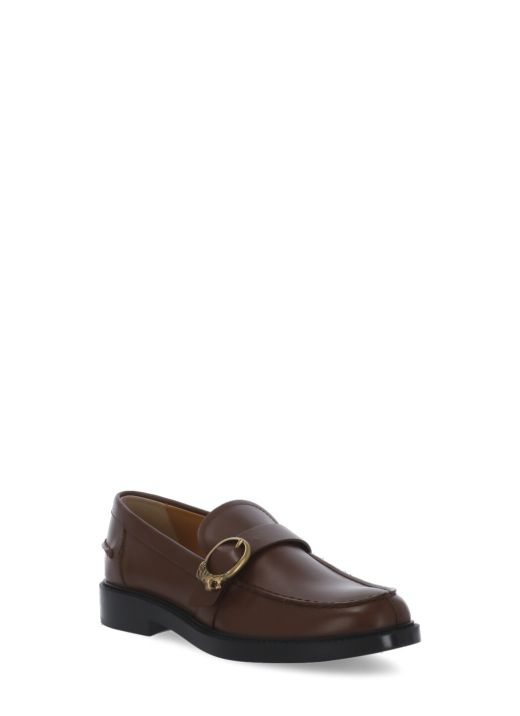 Leather loafers with buckle
