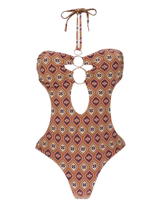 One-piece swimsuit with rings