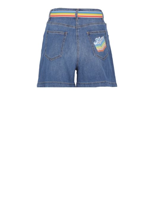 Denim shorts with rainbow belt