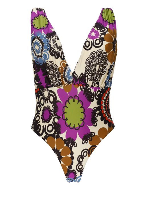 One piece swimsuit with all over print