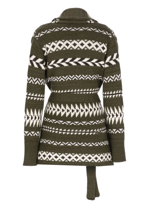 Belted oversize knitted cardigan