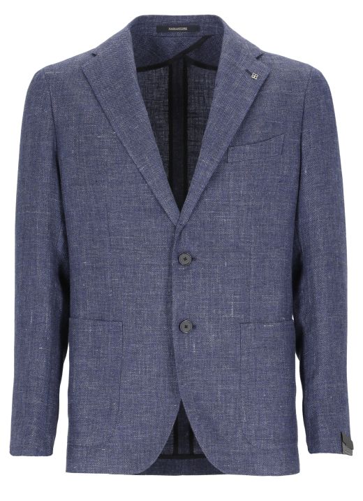 Linen and wool one-breasted blazer