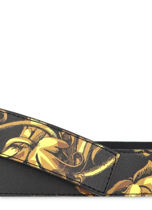 Leather belt with baroque print
