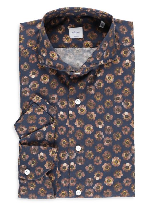 Cotton blend floral shirt