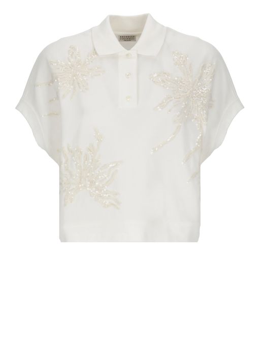 Marine Flower Embroidery polo shirt