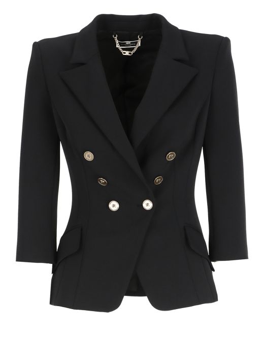 Jacket with logoed buttons