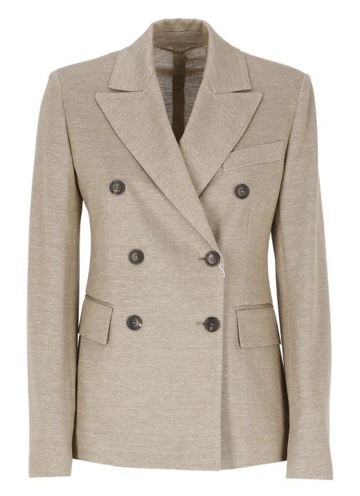 Cotton and linen double-breasted jacket