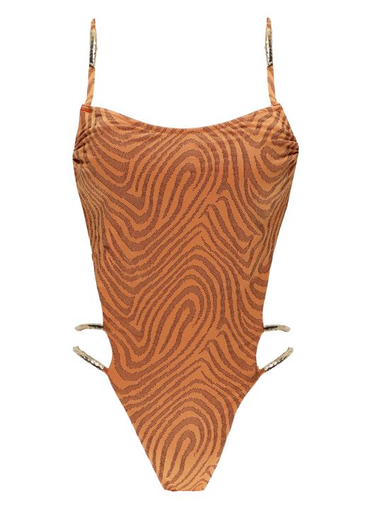 One-piece swimsuit with lurex