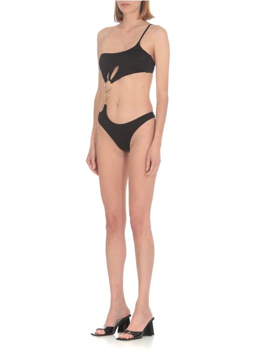 One shoulder swimsuit with accessory