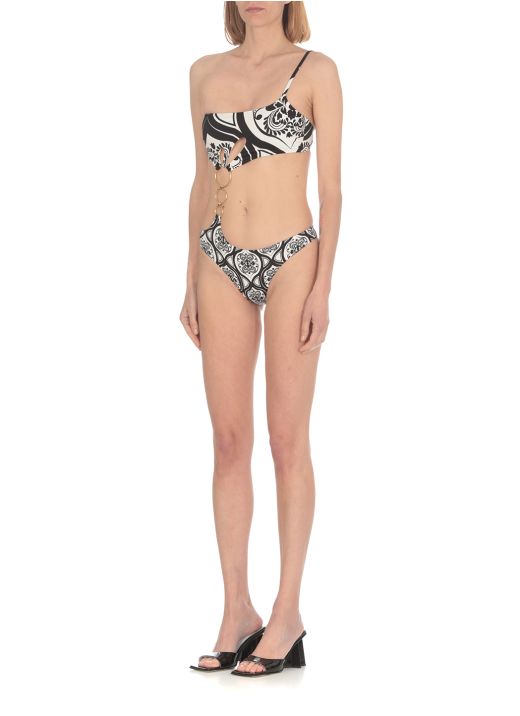 One shoulder swimsuit with accessory