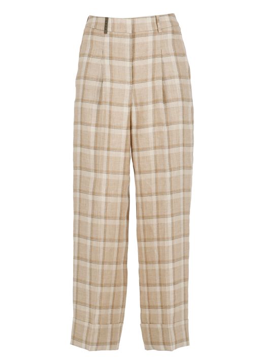 Linen check trousers