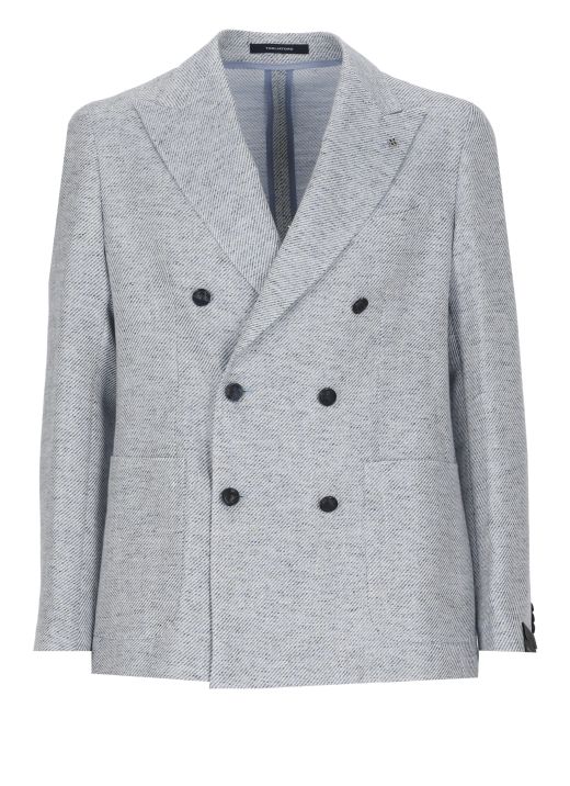 Linen and cotton double-brested jacket