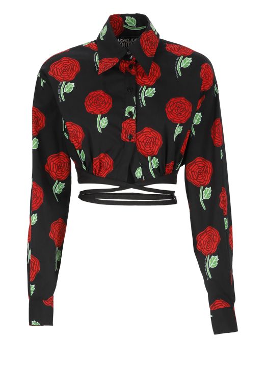 Camicia cropped Print Roses
