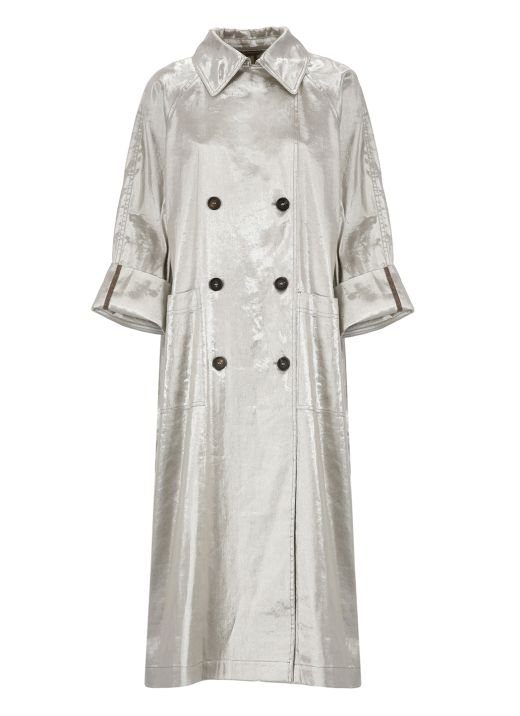 Linen double-breasted coat