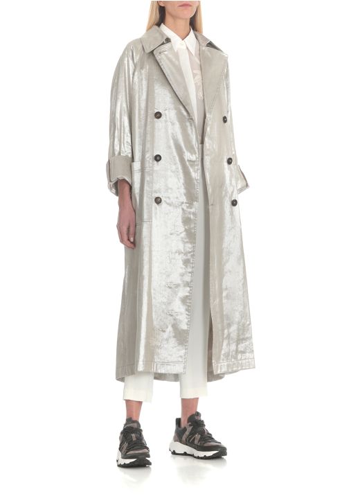Linen double-breasted coat