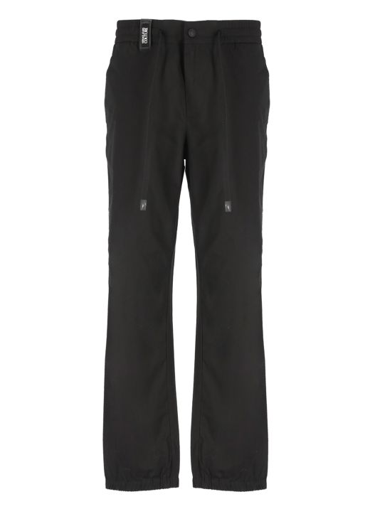 Trousers with patch logo